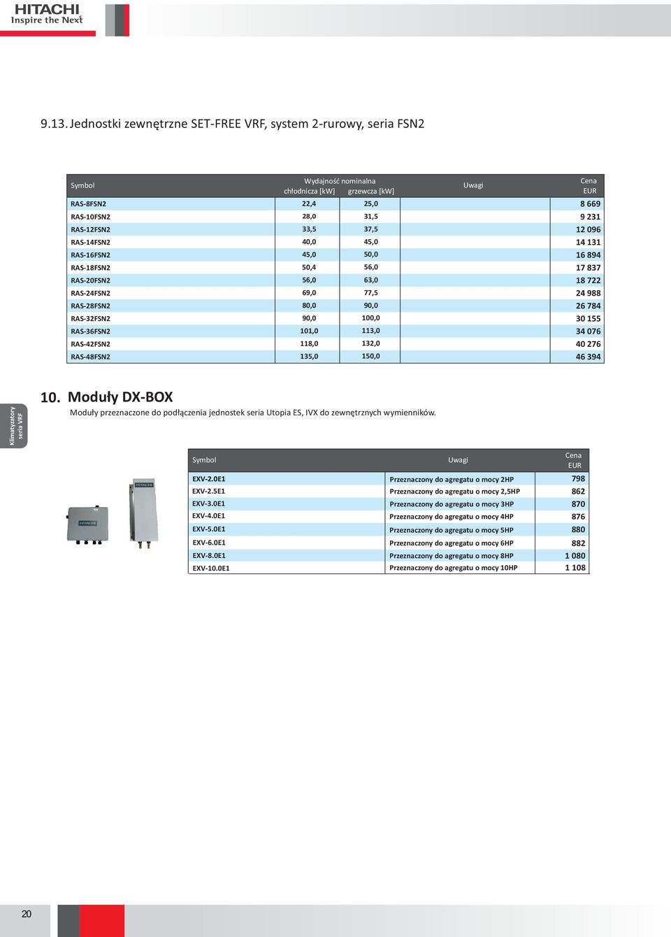 30 155 34 076 40 276 46 394 Klimatyzatory seria VRF 10. Moduły DXBOX Moduły przeznaczone do podłączenia jednostek seria Utopia ES, IVX do zewnętrznych wymienników. EXV2.0E1 EXV2.5E1 EXV3.0E1 EXV4.