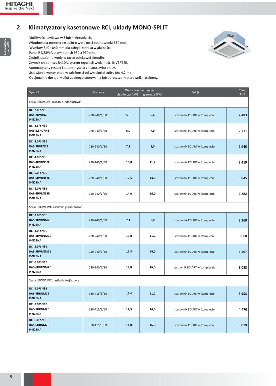 i automatyczna zmiana trybu pracy. Ustawianie wentylatora w zależności od wysokości sufitu (do 4,2 m), Opcjonalnie dostępny pilot zdalnego sterowania lub uproszczony sterownik naścienny.