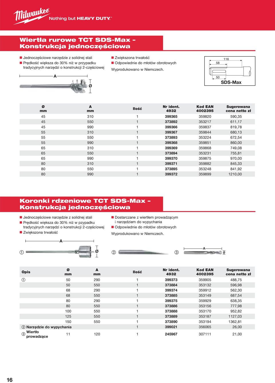 116 58 50 SDS-Max Kod EN Sugerowana 45 310 1 399365 359820 590,35 45 550 1 373892 353217 611,17 45 990 1 399366 359837 819,78 55 310 1 399367 359844 680,13 55 550 1 373893 353224 672,54 55 990 1