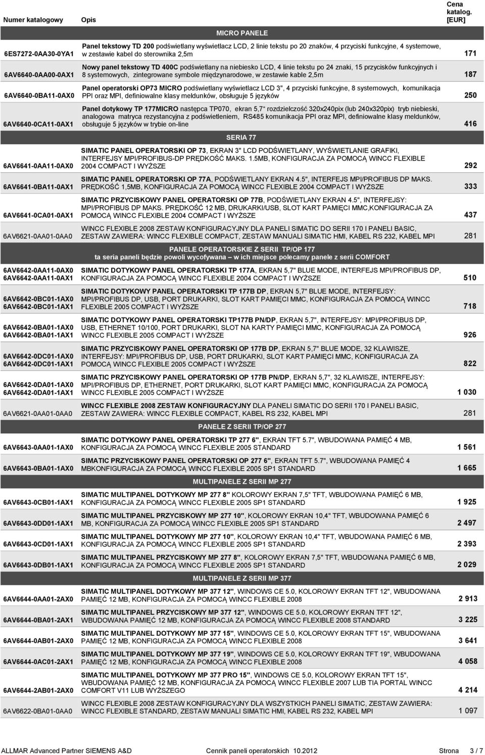 6AV6643-0BA01-1AX0 6AV6643-0CB01-1AX1 6AV6643-0DD01-1AX1 6AV6643-0CD01-1AX1 6AV6643-0DB01-1AX1 6AV6644-0AA01-2AX0 6AV6644-0BA01-2AX1 6AV6644-0AB01-2AX0 6AV6644-0AC01-2AX1 6AV6644-2AB01-2AX0