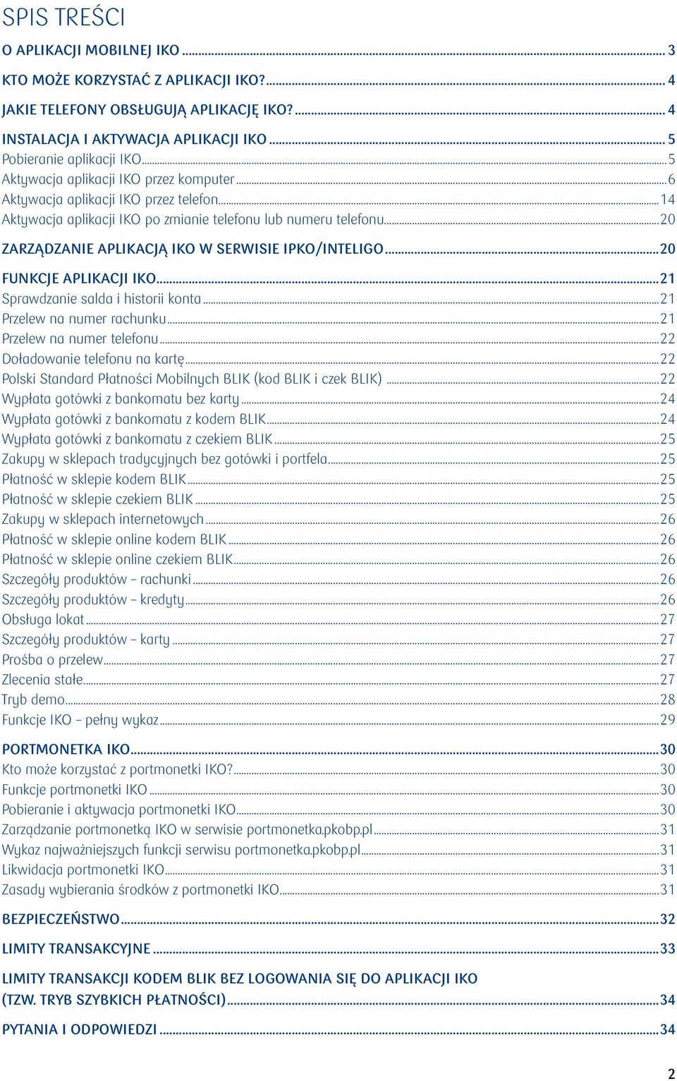 numeru telefonu 20 ZARZĄDZANIE APLIKACJĄ IKO W SERWISIE IPKO/INTELIGO 20 FUNKCJE APLIKACJI IKO 21 Sprawdzanie salda i historii konta 21 Przelew na numer rachunku 21 Przelew na numer telefonu 22