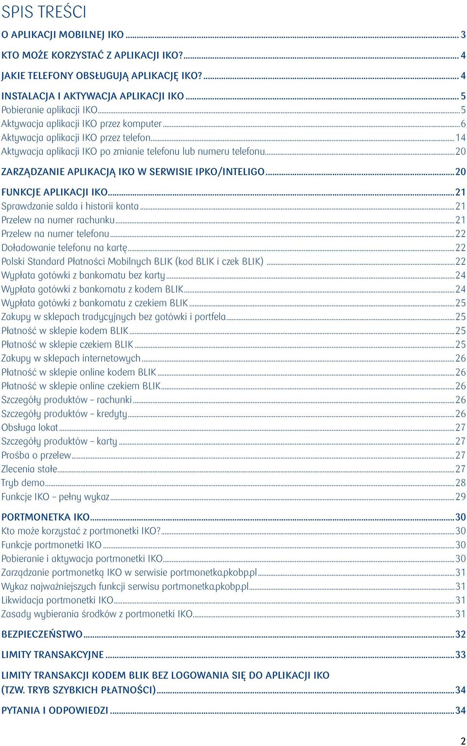 numeru telefonu 20 ZARZĄDZANIE APLIKACJĄ IKO W SERWISIE IPKO/INTELIGO 20 FUNKCJE APLIKACJI IKO 21 Sprawdzanie salda i historii konta 21 Przelew na numer rachunku 21 Przelew na numer telefonu 22