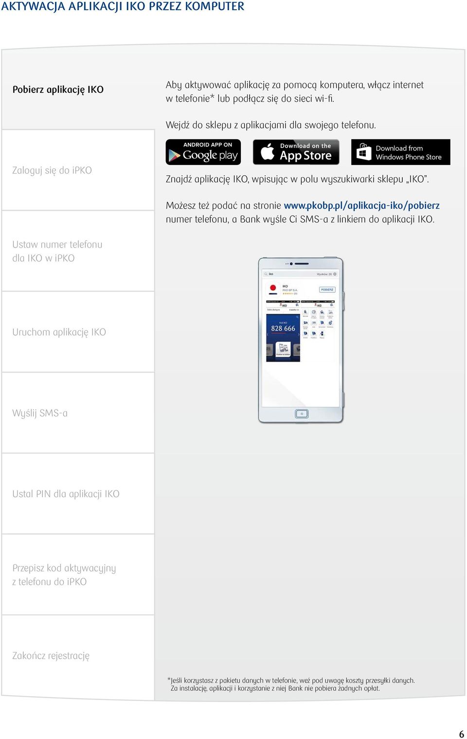 Możesz też podać na stronie www.pkobp.pl/aplikacja-iko/pobierz numer telefonu, a Bank wyśle Ci SMS -a z linkiem do aplikacji IKO.