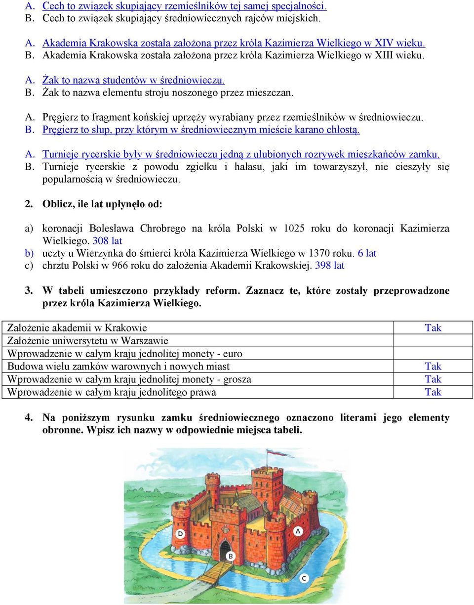 B. Żak to nazwa elementu stroju noszonego przez mieszczan. A. ręgierz to fragment końskiej uprzęży wyrabiany przez rzemieślników w średniowieczu. B.