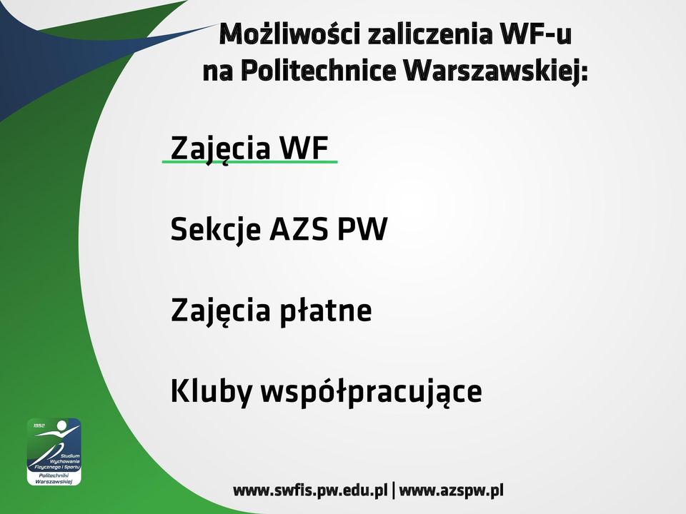 Zajęcia WF Sekcje AZS PW