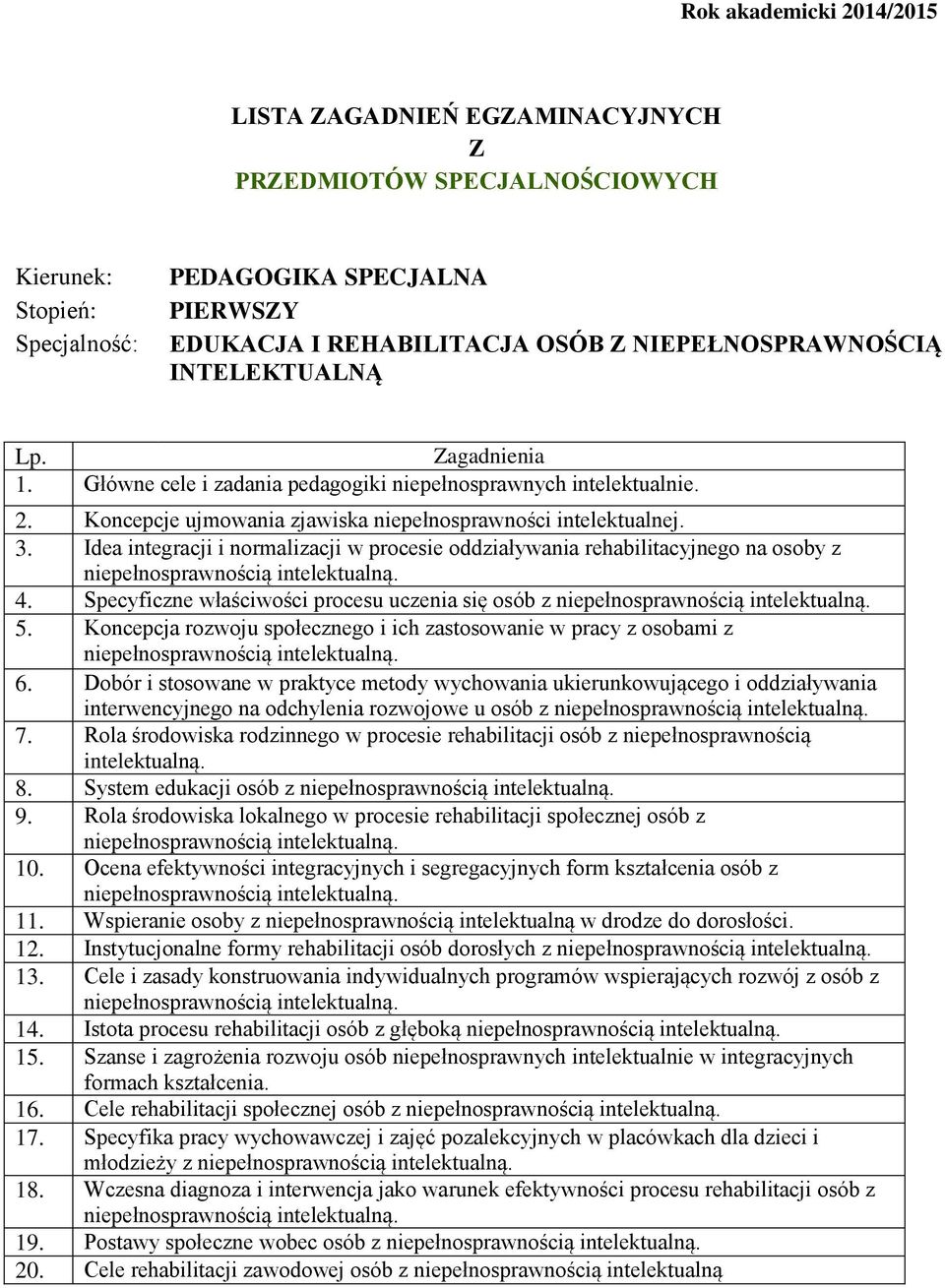 Idea integracji i normalizacji w procesie oddziaływania rehabilitacyjnego na osoby z niepełnosprawnością intelektualną. 4.