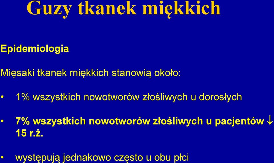 złośliwych u dorosłych 7% wszystkich nowotworów