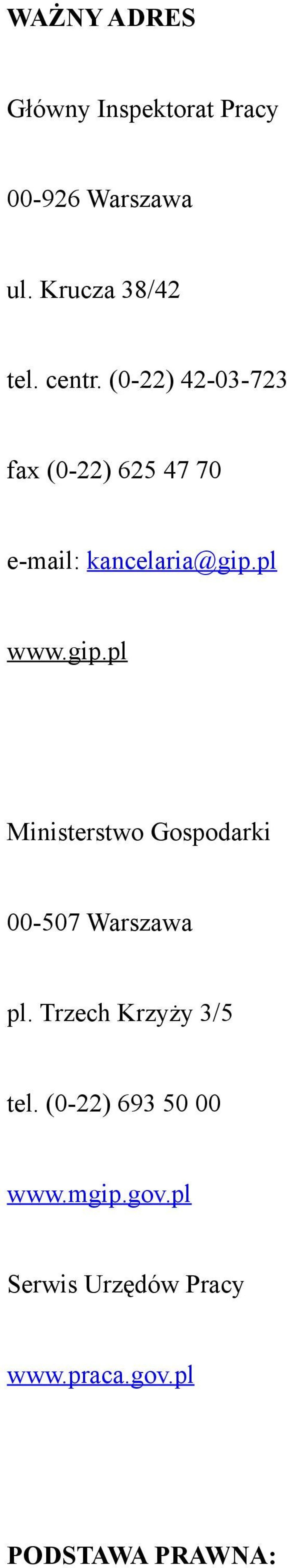 gip.pl Ministerstwo Gospodarki 00-507 Warszawa pl. Trzech Krzyży 3/5 tel.