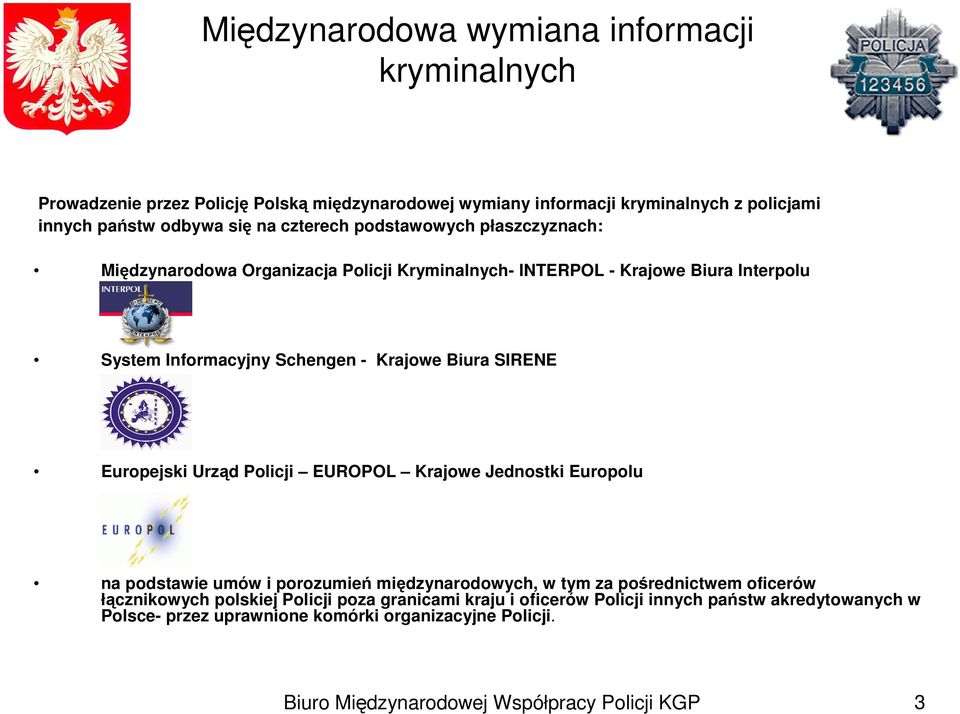 Schengen - Krajowe Biura SIRENE Europejski Urząd Policji EUROPOL Krajowe Jednostki Europolu na podstawie umów i porozumień międzynarodowych, w tym za