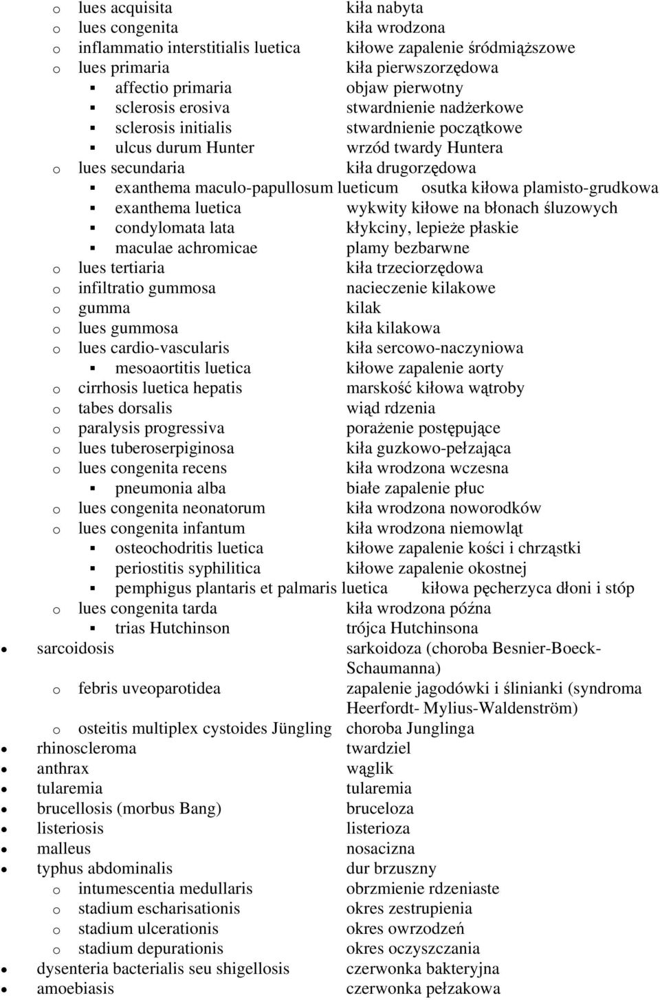 osutka kiłowa plamisto-grudkowa exanthema luetica wykwity kiłowe na błonach śluzowych condylomata lata kłykciny, lepieże płaskie maculae achromicae plamy bezbarwne o lues tertiaria kiła