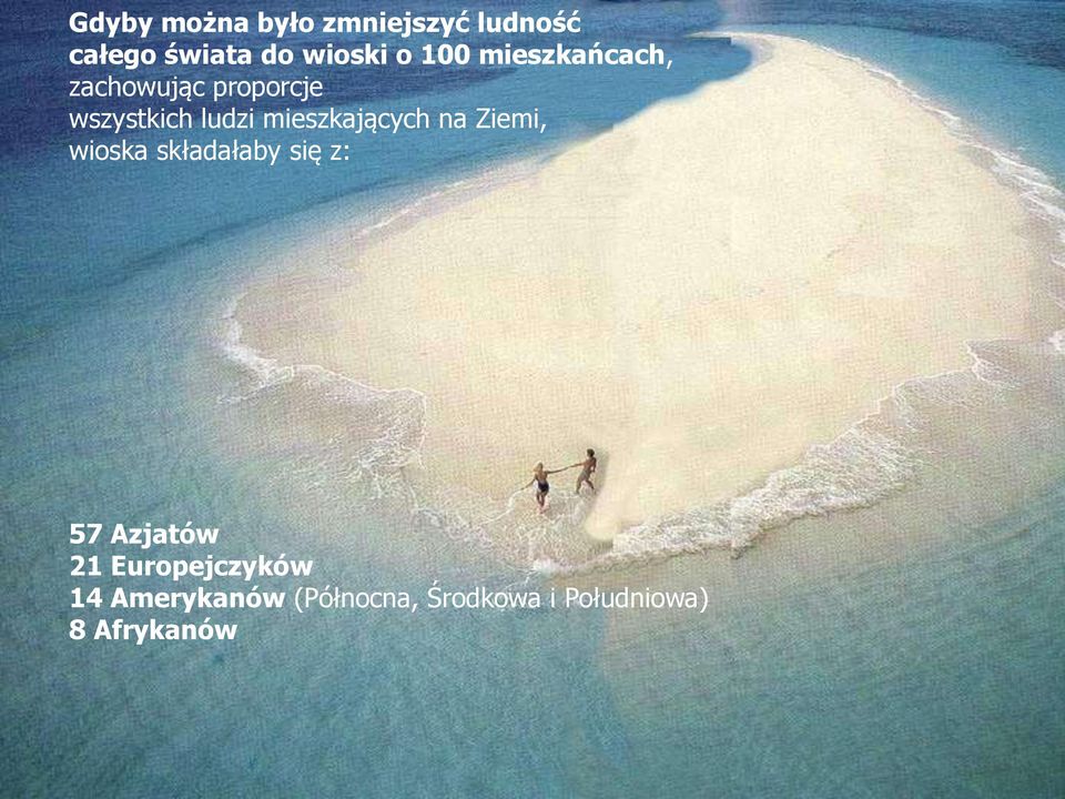 mieszkających na Ziemi, wioska składałaby się z: 57 Azjatów 21