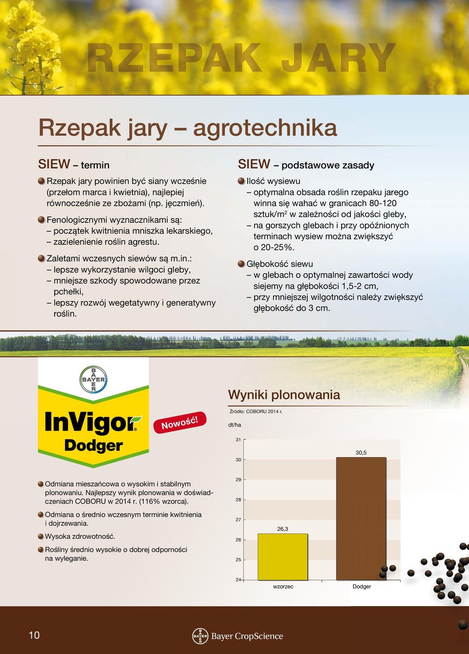 agrestu. Zaletami wczesnych siewów są m.in.: lepsze wykorzystanie wilgoci gleby, mniejsze szkody spowodowane przez pchełki, lepszy rozwój wegetatywny i generatywny roślin.