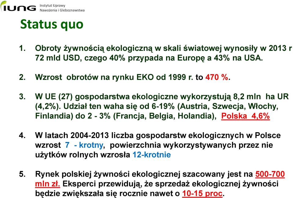 Udział ten waha się od 6-19% (Austria, Szwecja, Włochy, Finlandia) do 2-3% (Francja, Belgia, Holandia), Polska 4,6% 4.