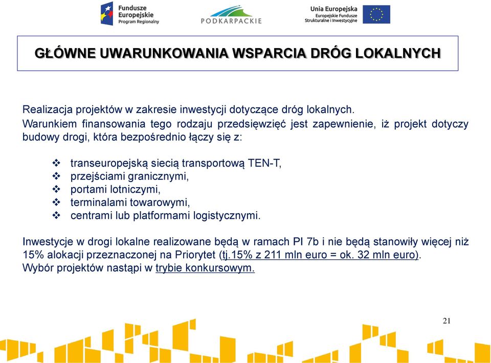 transportową TEN-T, przejściami granicznymi, portami lotniczymi, terminalami towarowymi, centrami lub platformami logistycznymi.