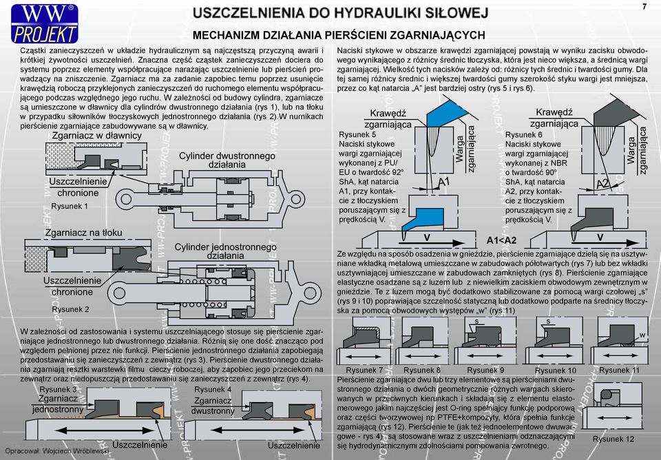 Zgarniacz ma za zadanie zapobiec temu poprzez usunięcie krawędzią roboczą przyklejonych zanieczyszczeń do ruchomego elementu współpracującego podczas względnego jego ruchu.