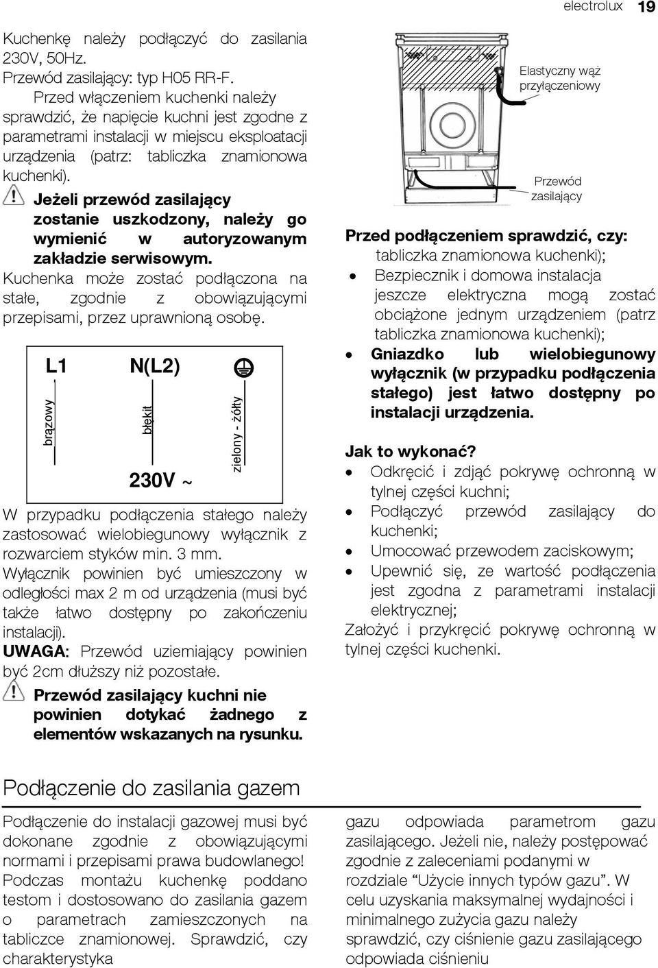 Jeżeli przew ód zasilający zostanie uszkodzony, należy go wymienić w autoryzowanym zakładzie serwisowym.