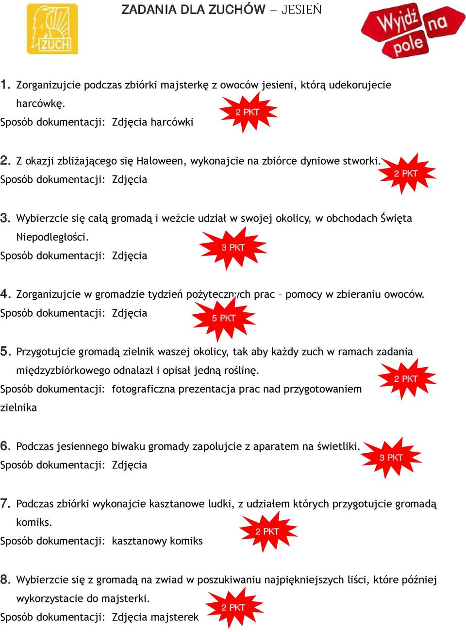 Przygotujcie gromadą zielnik waszej okolicy, tak aby każdy zuch w ramach zadania międzyzbiórkowego odnalazł i opisał jedną roślinę.