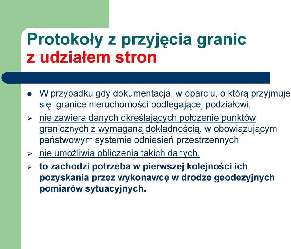 wymaganą dokładnością, w obowiązującym państwowym systemie odniesień przestrzennych nie umożliwia obliczenia takich