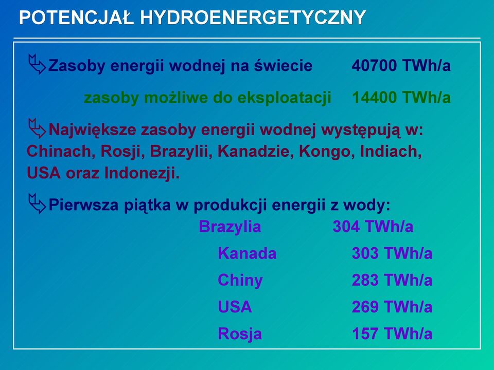 Chinach, Rosji, Brazylii, Kanadzie, Kongo, Indiach, USA oraz Indonezji.