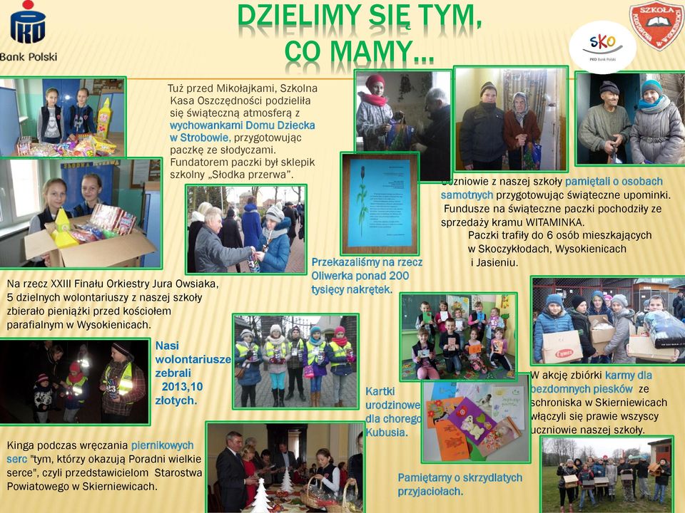 Fundatorem paczki był sklepik szkolny Słodka przerwa. Nasi wolontariusze zebrali 2013,10 złotych.