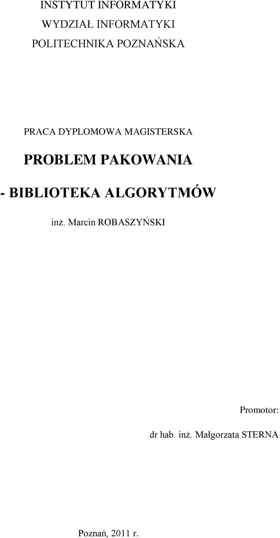 PAKOWANIA - BIBLIOTEKA ALGORYTMÓW inż.