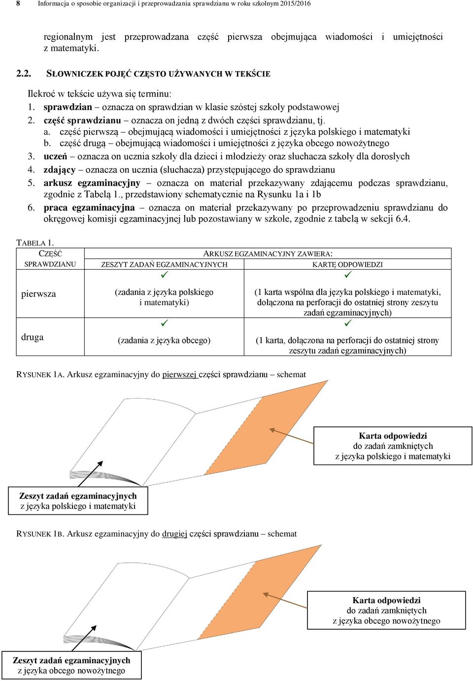 część pierwszą obejmującą wiadomości i umiejętności z języka polskiego i matematyki b. część drugą obejmującą wiadomości i umiejętności z języka obcego nowożytnego 3.