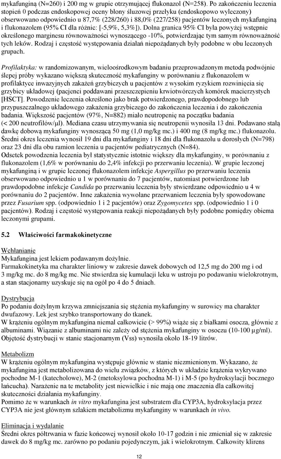 mykafunginą i flukonazolem (95% CI dla różnic: [-5,9%, 5,3%]).