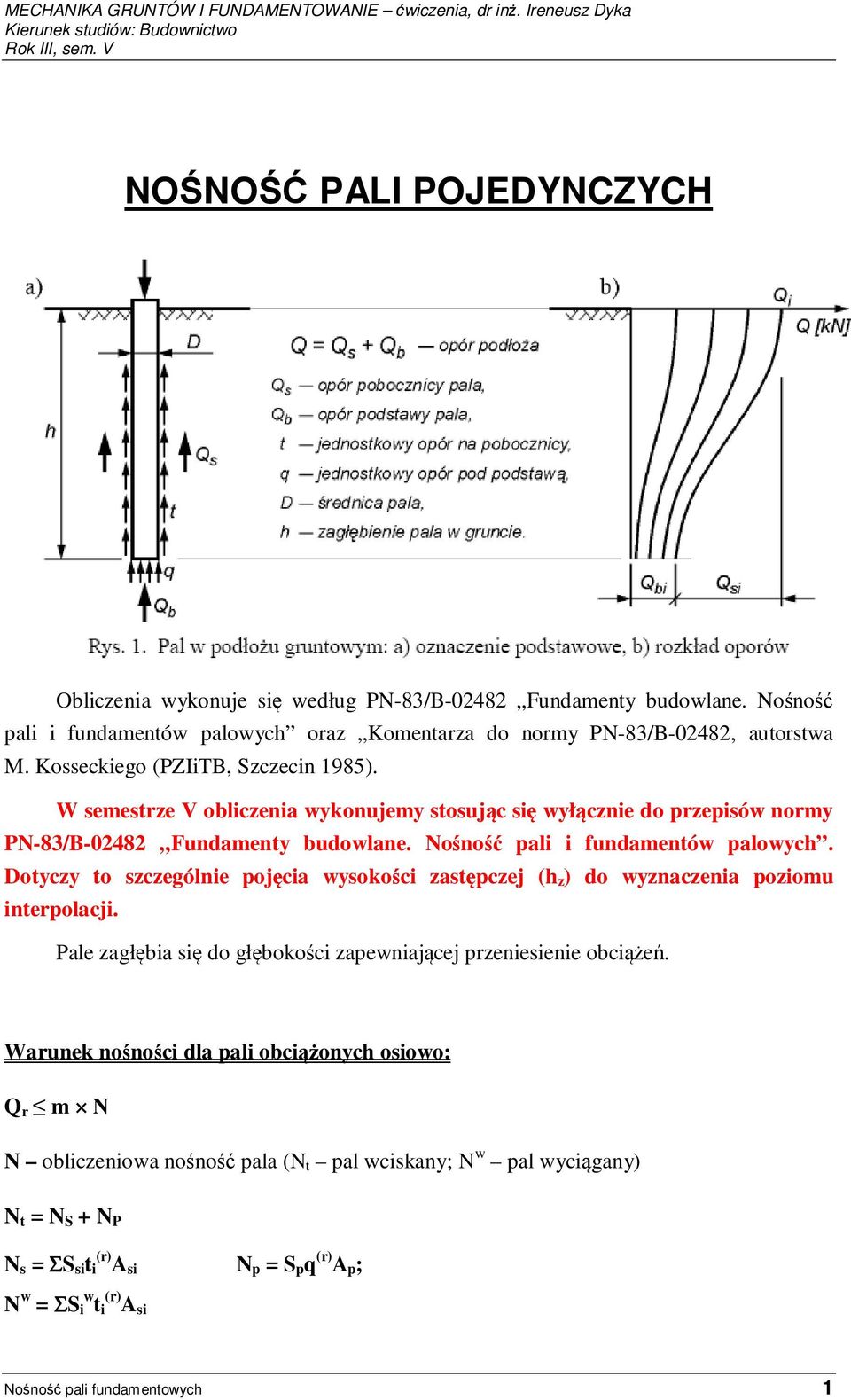 Dotyczy to szczególnie pojęcia wysokości zastępczej (h z ) do wyznaczenia poziomu interpolacji. Pale zagłębia się do głębokości zapewniającej przeniesienie obciążeń.