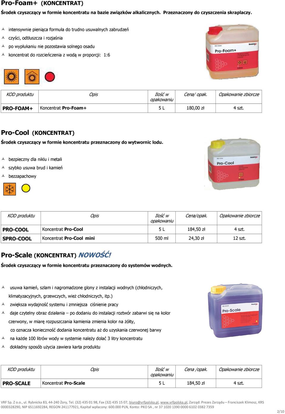 opak. PRO-FOAM+ Koncentrat Pro-Foam+ 5 L 180,00 zł 4 szt. Pro-Cool (KONCENTRAT) Środek czyszczący w formie koncentratu przeznaczony do wytwornic lodu.
