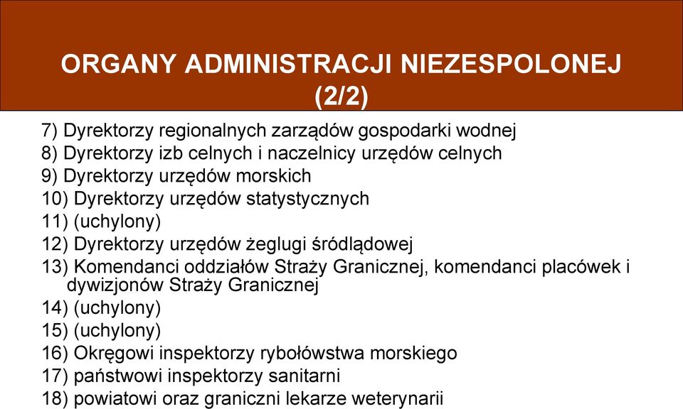 śródlądowej 13) Komendanci oddziałów Straży Granicznej, komendanci placówek i dywizjonów Straży Granicznej 14) (uchylony) 15)