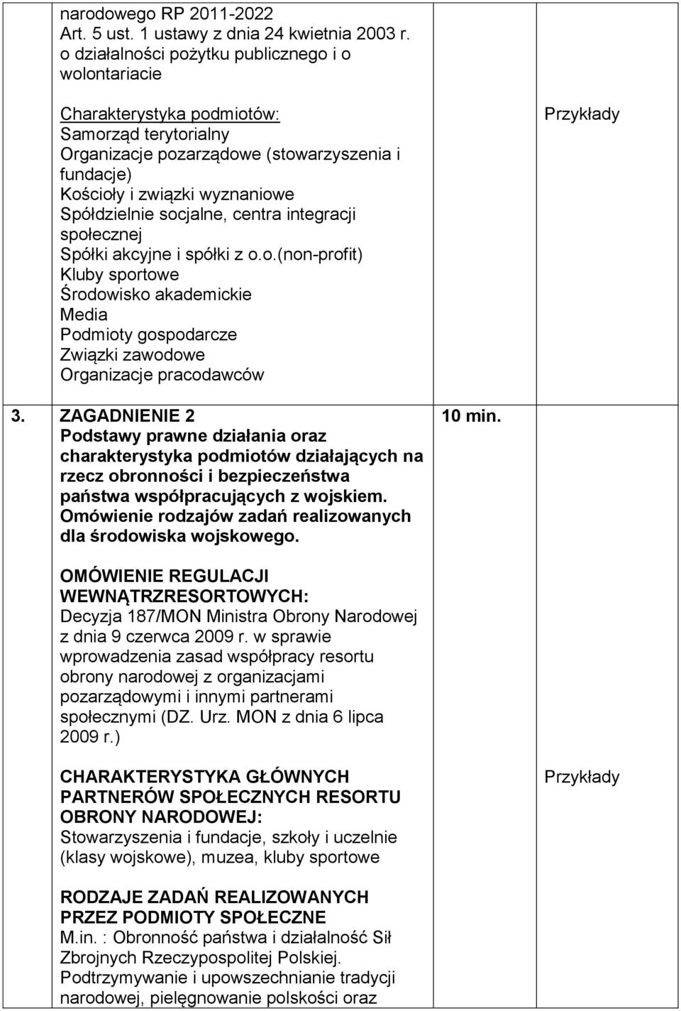 socjalne, centra integracji społecznej Spółki akcyjne i spółki z o.o.(non-profit) Kluby sportowe Środowisko akademickie Media Podmioty gospodarcze Związki zawodowe Organizacje pracodawców Przykłady 3.