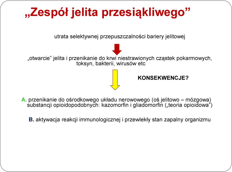przenikanie do ośrodkowego układu nerowowego (oś jelitowo mózgowa) substancji opioidopodobnych: