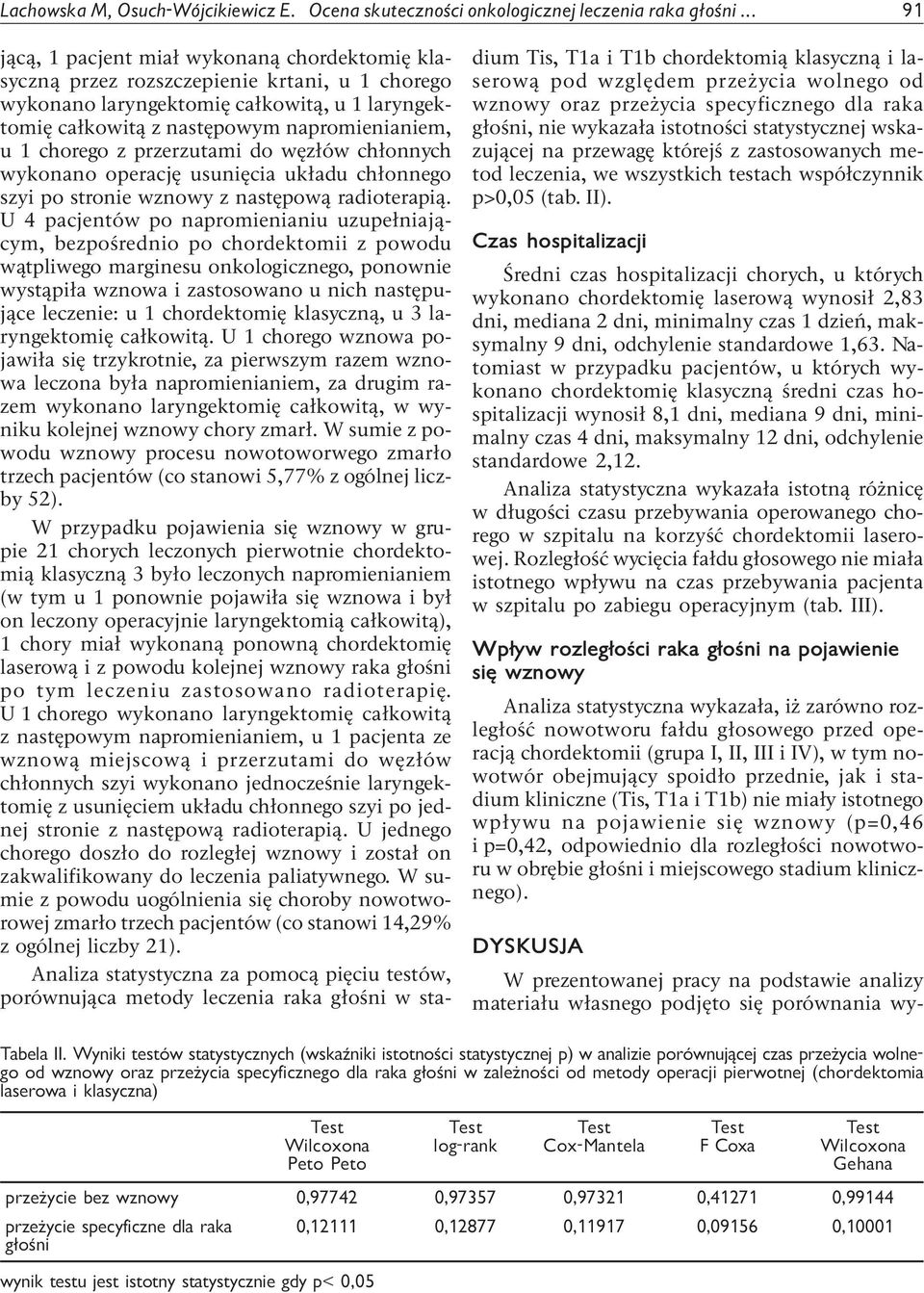 chorego z przerzutami do węzłów chłonnych wykonano operację usunięcia układu chłonnego szyi po stronie wznowy z następową radioterapią.