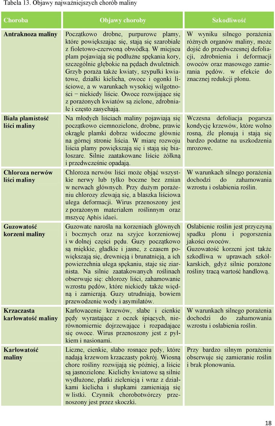 maliny Karłowatość maliny Początkowo drobne, purpurowe plamy, które powiększając się, stają się szarobiałe z fioletowo-czerwoną obwódką.