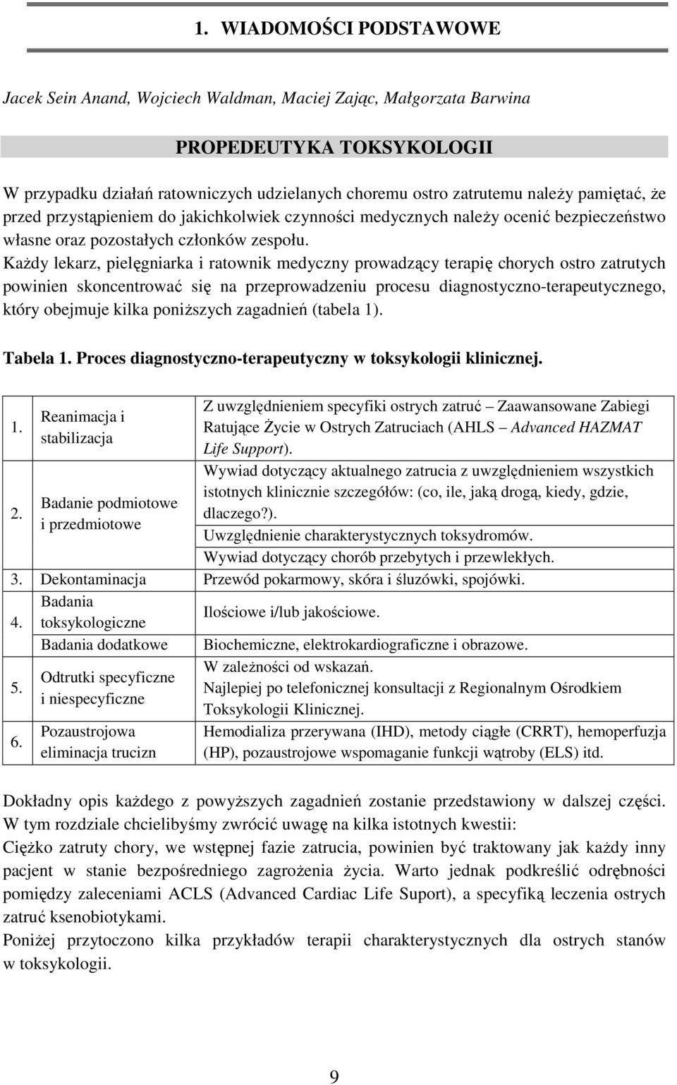 Każdy lekarz, pielęgniarka i ratownik medyczny prowadzący terapię chorych ostro zatrutych powinien skoncentrować się na przeprowadzeniu procesu diagnostyczno-terapeutycznego, który obejmuje kilka
