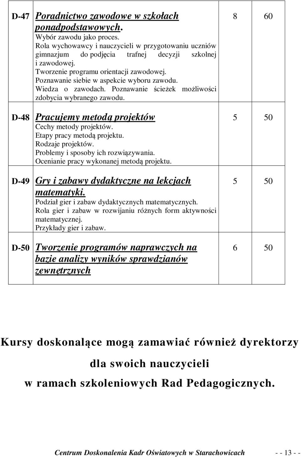 D-48 Pracujemy metodą projektów Cechy metody projektów. Etapy pracy metodą projektu. Rodzaje projektów. Problemy i sposoby ich rozwiązywania. Ocenianie pracy wykonanej metodą projektu.