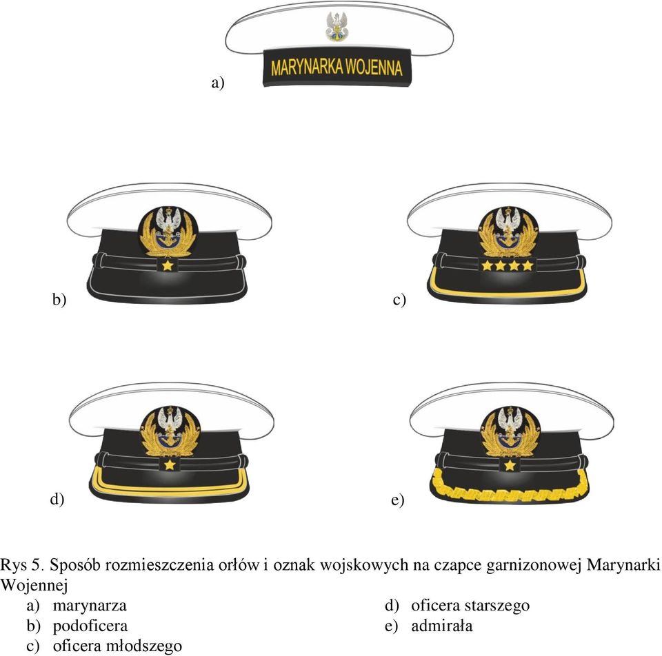 na czapce garnizonowej Marynarki Wojennej a)