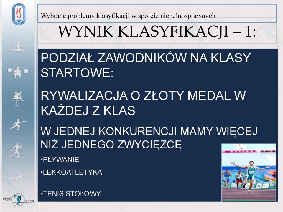 KAŻDEJ Z KLAS W JEDNEJ KONKURENCJI MAMY WIĘCEJ