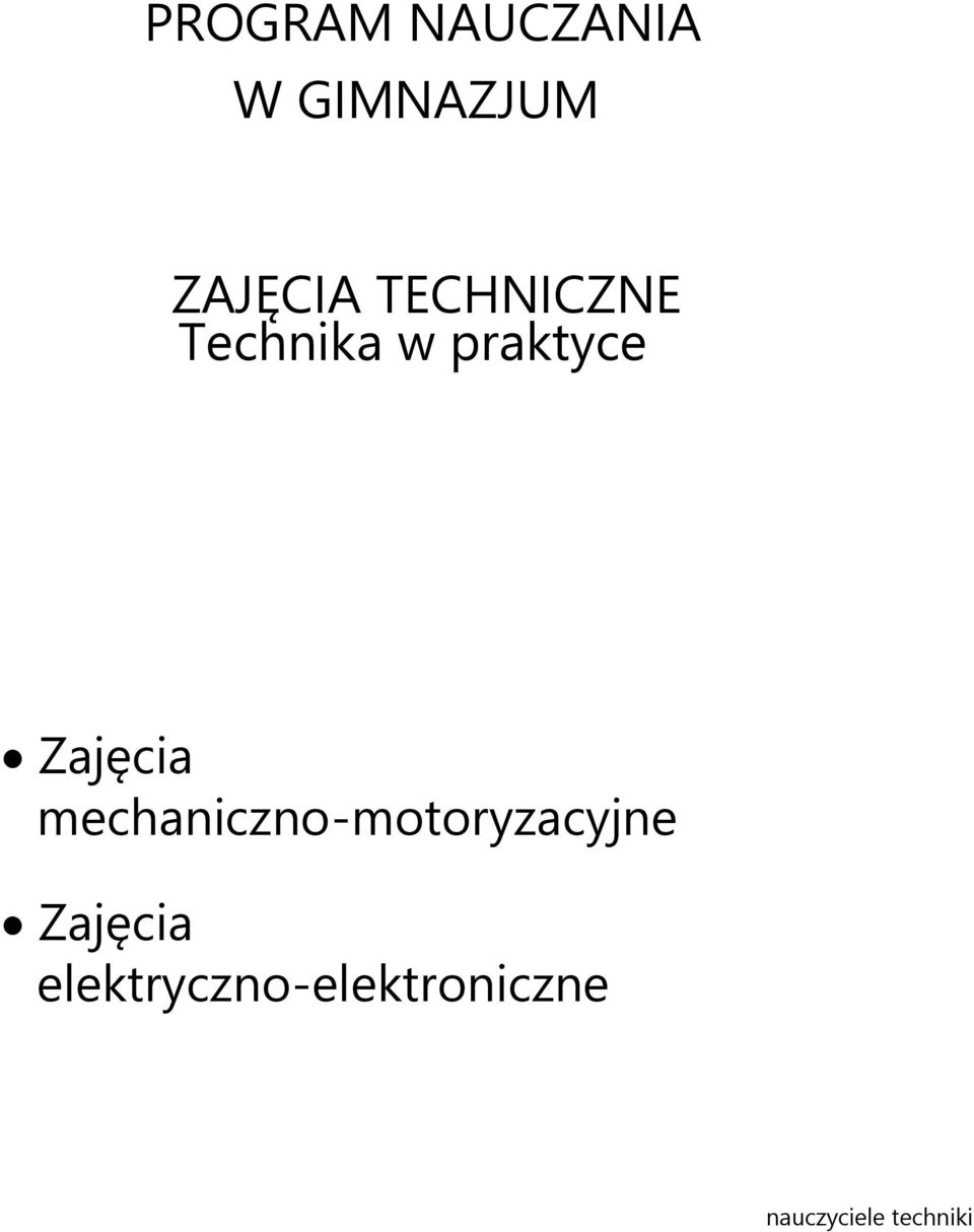 mechaniczno-motoryzacyjne Zajęcia