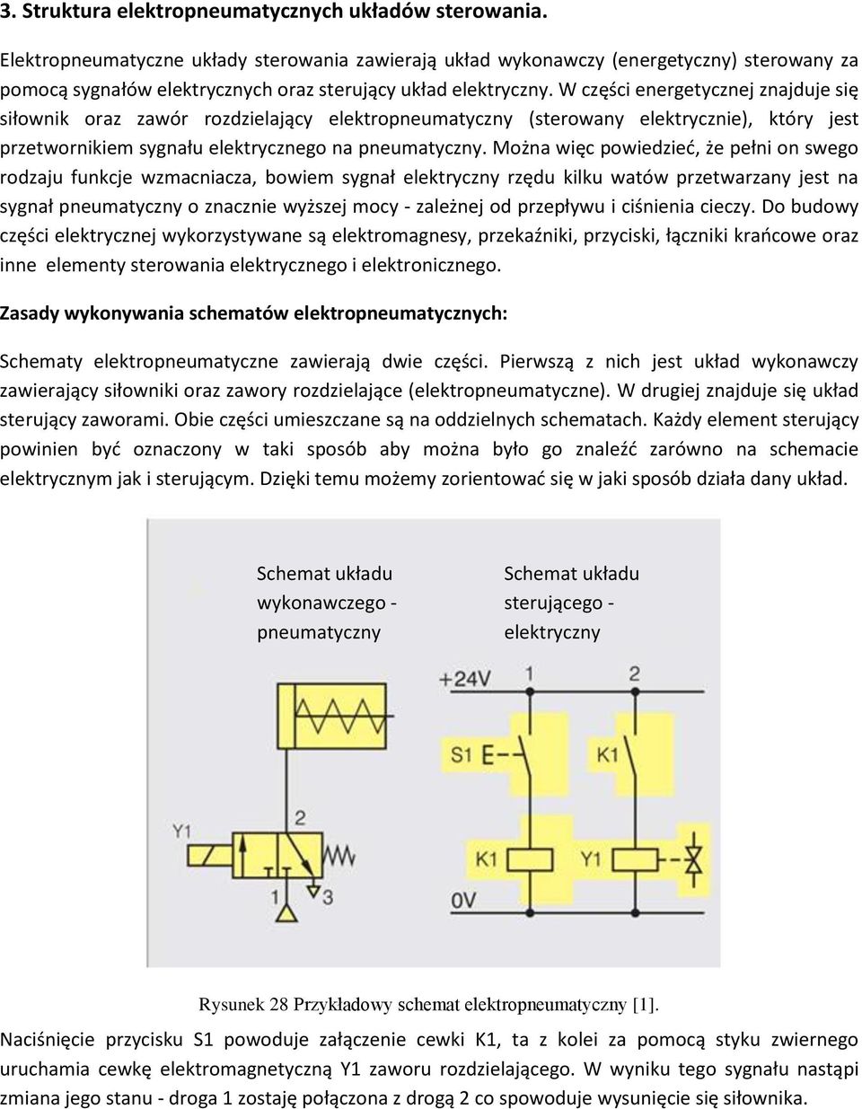 W części energetycznej znajduje się siłownik oraz zawór rozdzielający elektropneumatyczny (sterowany elektrycznie), który jest przetwornikiem sygnału elektrycznego na pneumatyczny.