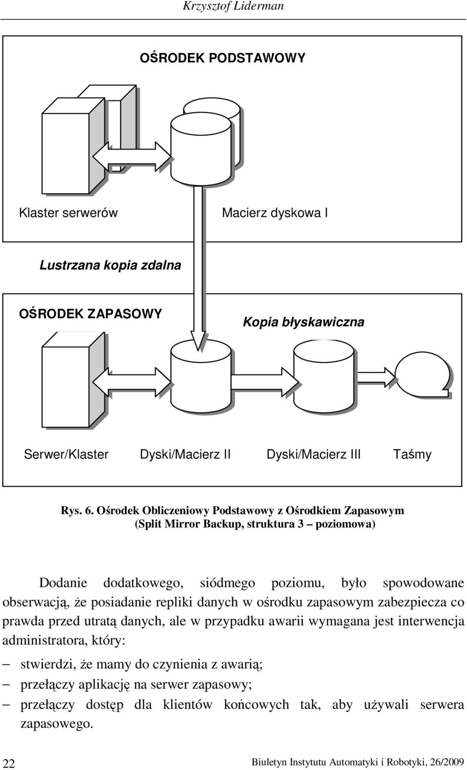 Ośrodek Obliczeniowy Podstawowy z Ośrodkiem Zapasowym (Split Mirror Backup, struktura 3 poziomowa) Dodanie dodatkowego, siódmego poziomu, było spowodowane obserwacją, że posiadanie