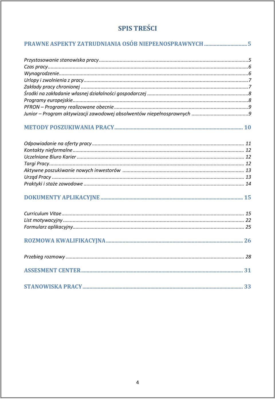 ..9 METODY POSZUKIWANIA PRACY... 10 Odpowiadanie na oferty pracy... 11 Kontakty nieformalne... 12 Uczelniane Biuro Karier... 12 Targi Pracy... 12 Aktywne poszukiwanie nowych inwestorów.