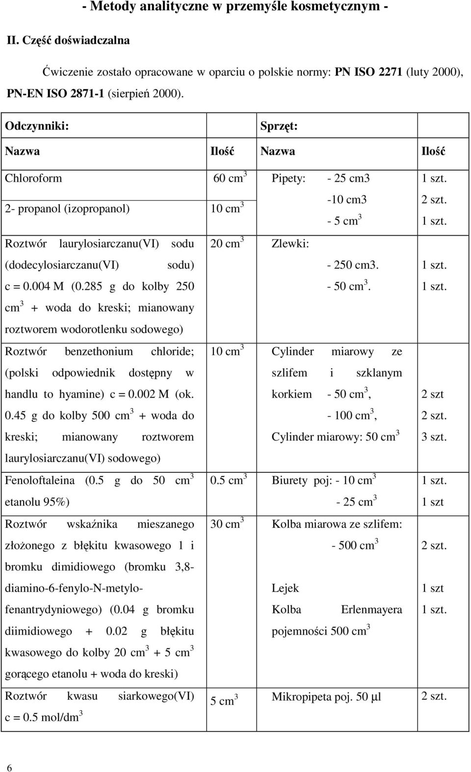 285 g do kolby 250 cm 3 + woda do kreski; mianowany roztworem wodorotlenku sodowego) Roztwór benzethonium chloride; (polski odpowiednik dostępny w handlu to hyamine) c = 0.