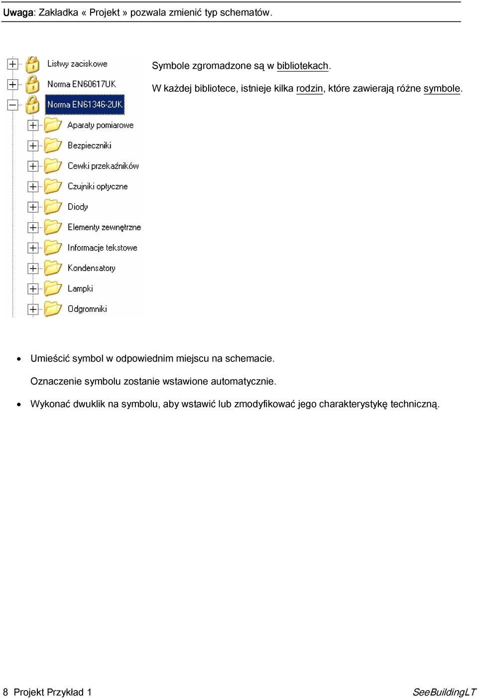 Umieścić symbol W odpowiednim miejscu na schemacie.