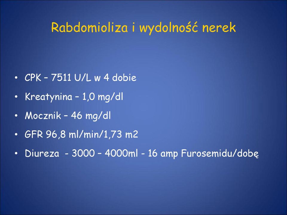 Mocznik 46 mg/dl GFR 96,8 ml/min/1,73 m2