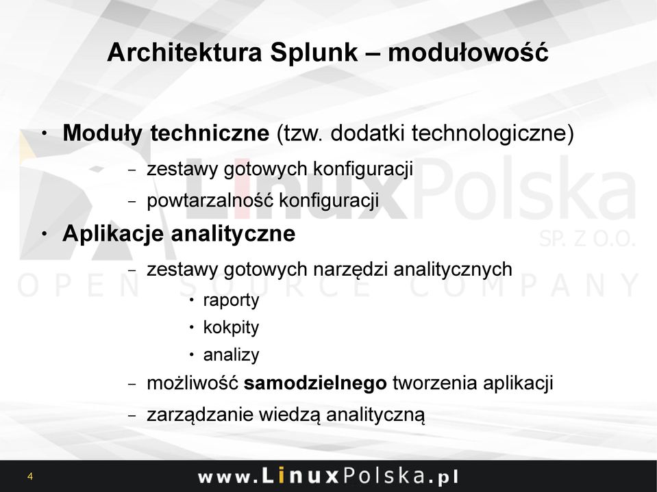 konfiguracji Aplikacje analityczne 4 zestawy gotowych narzędzi