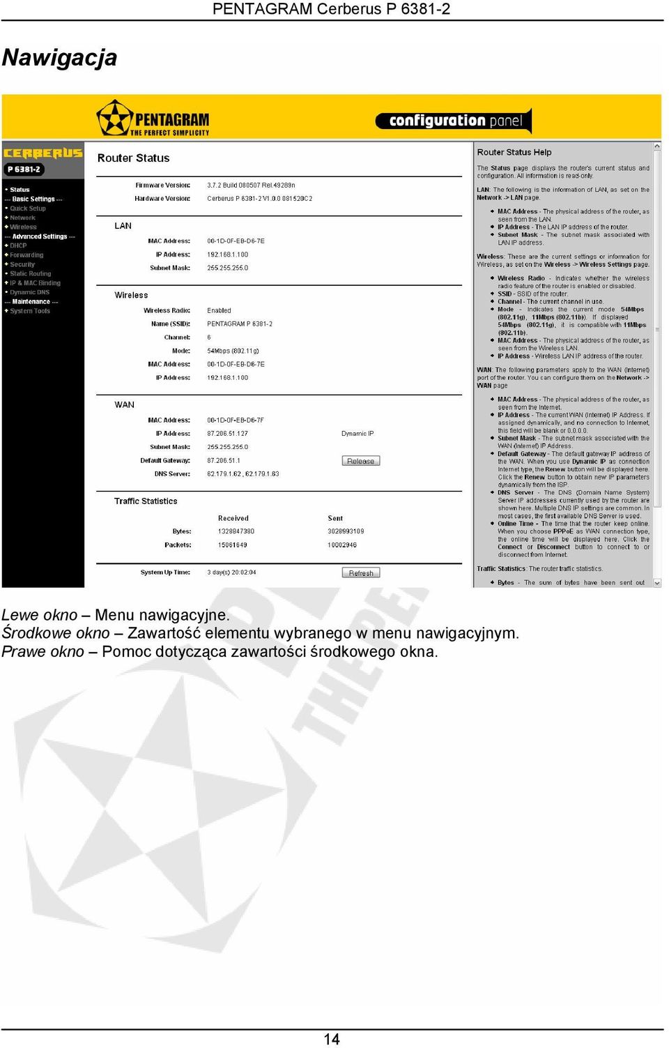 wybranego w menu nawigacyjnym.