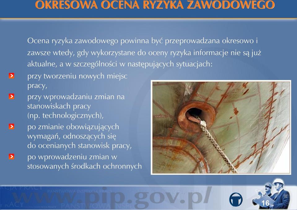 tworzeniu nowych miejsc pracy, przy wprowadzaniu zmian na stanowiskach pracy (np.