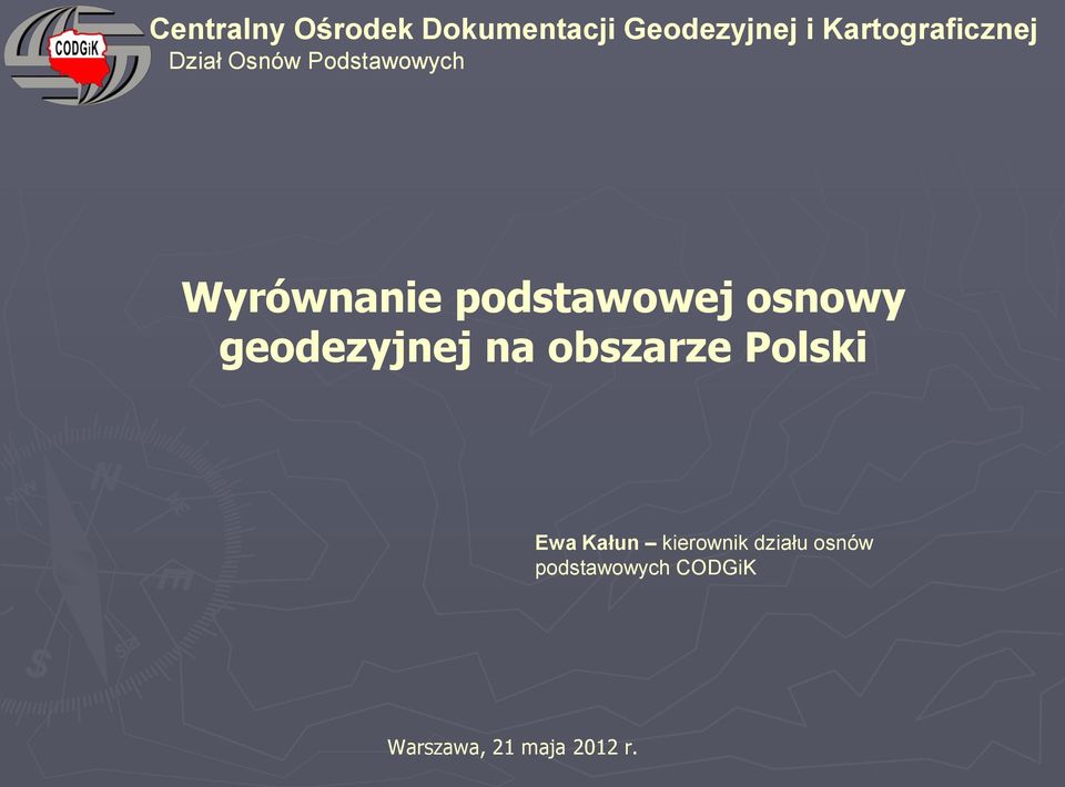 podstawowej osnowy geodezyjnej na obszarze Polski Ewa