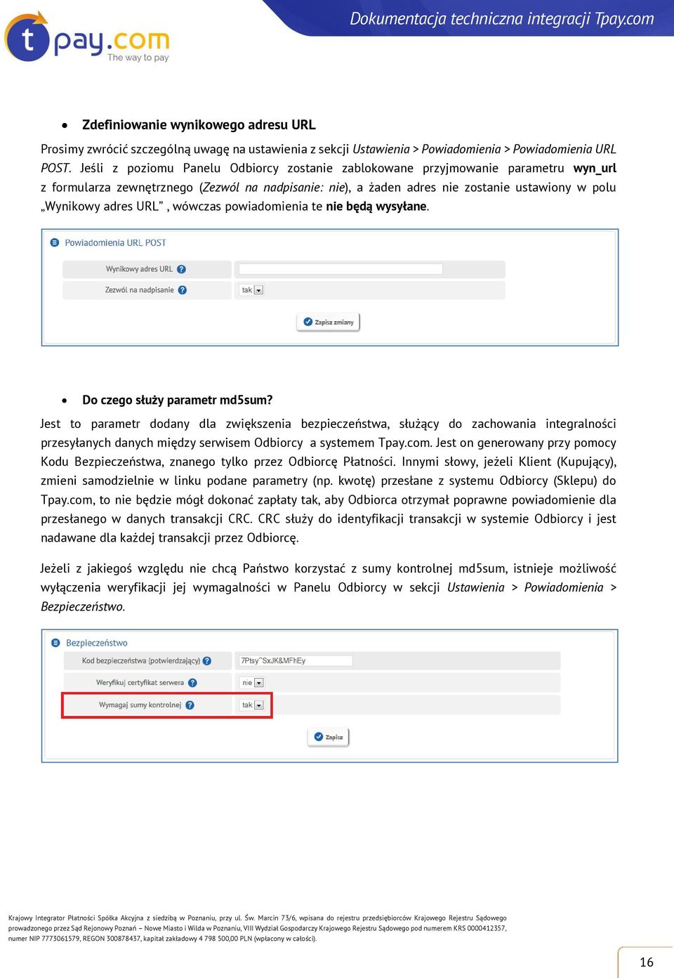 URL, wówczas powiadomienia te nie będą wysyłane. Do czego służy parametr md5sum?